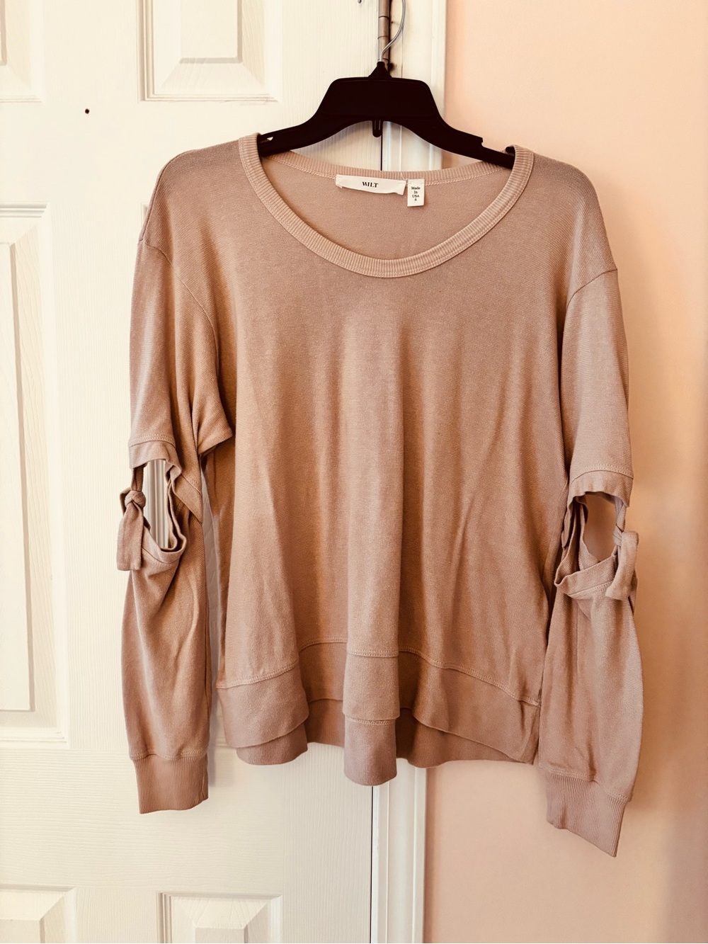 Wilt Taupe Tie-Sleeve Sweatshirt